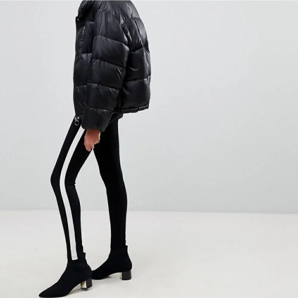 Loft Black Skinny Legging White Stripe Trouser